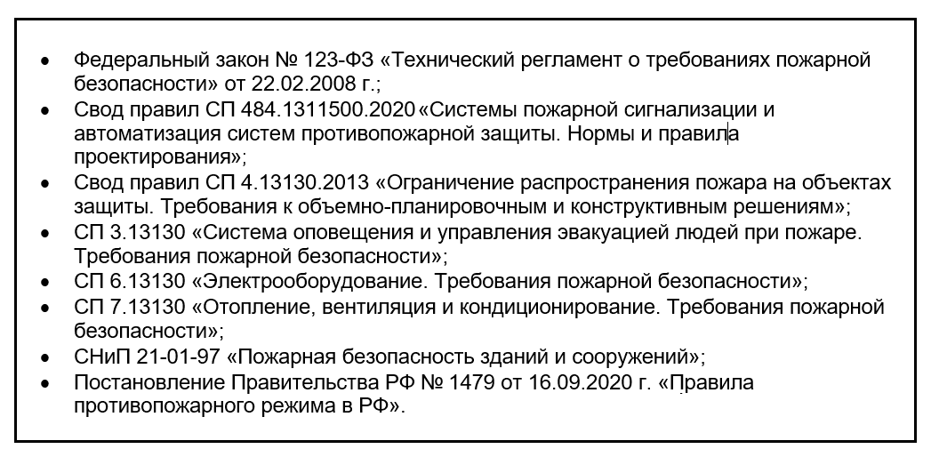 Нормативные документы по пожарной безопасности