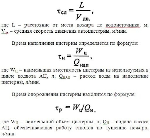 Подвоз воды на пожары автоцистернами расчеты схемы